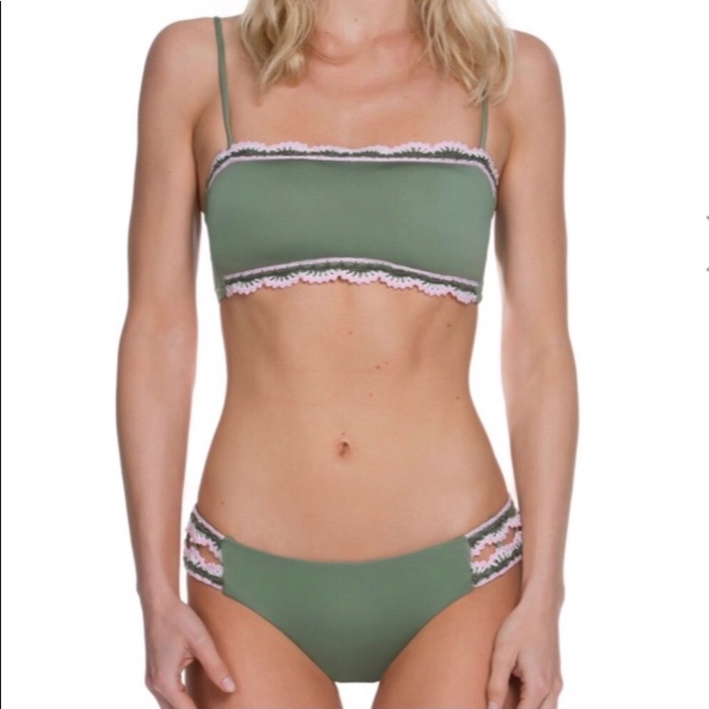 Becca Crochet Trim Bandeau Bathing Suit